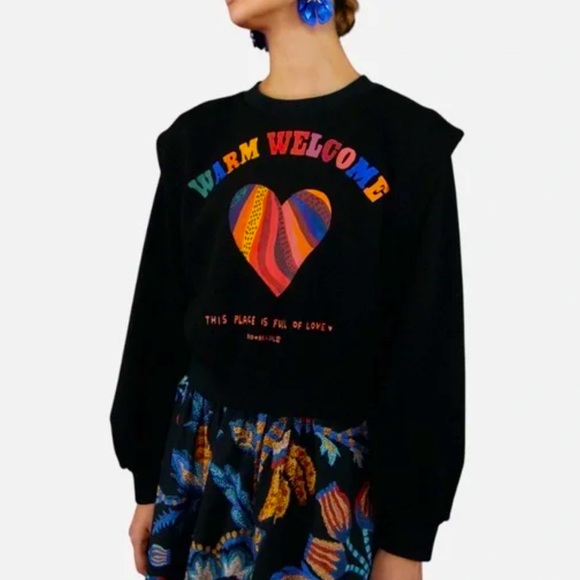 FARM Rio Tops - *NEW* FARM RIO BRAZILIAN WARM WELCOME CROPPED SWEATSHIRT XL